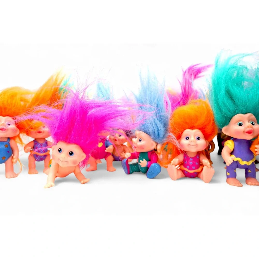 Lot of 25 Small Troll Dolls with Brightly Colored Hair Toy Figurines for‎ Kids